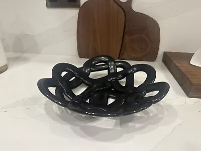 Buy Kosta Boda Black Sculptural Glass Basket Bowl • 50£