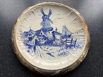 Buy Antique Vintage Delft Pottery Blue & White Windmill Design Bread Plate • 12£