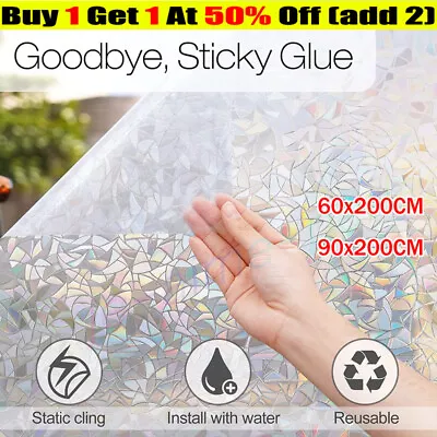 Buy Rainbow Frosted Window Film Privacy Stained Cling Static Glass Sticker Vinyl 2M • 6.69£