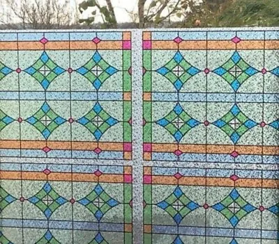Buy Stained Glass Decorative Vinyl Privacy Static Window Film Glass Paper Coloured  • 9.59£