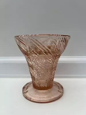 Buy Vintage 12.5cm Salmon Pink Glass Posy Vase & Frog. Bagley ? Davidson ? Sowerby ? • 23£