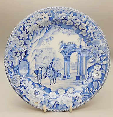 Buy Antique English Pottery Clews Blue & White Transferware Plate - Romantic Ruins # • 12.99£