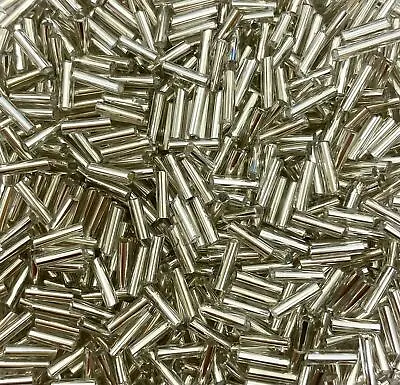 Buy 6mm Glass Bugle Beads, 50g Pack - Silver-Lined, 20+ Colours, Jewellery & Crafts • 2.59£