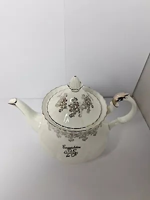 Buy Royal Albert Congratulation 25Th Anniversary Large Teapot Bone China England • 35£