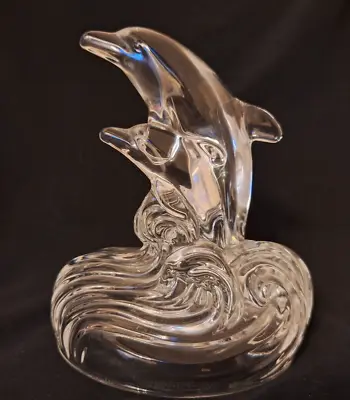 Buy RCR Royal Crystal Rock Dolphin & Baby Leaping Glass Figurine Ornament Vintage • 8.09£