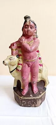 Buy Vintage Hindu Lord Krishna Old Potery Terracotta Mud Clay Figure Idol Statue F63 • 71.64£