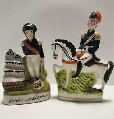 Buy Lord Nelson 6  And Unknown Man On Horse 7  Staffordshire Flatback Figures. • 9.99£