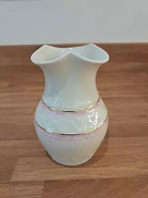 Buy Vintage Belleek  Bermuda  Pink White & Gold Vase • 13.50£