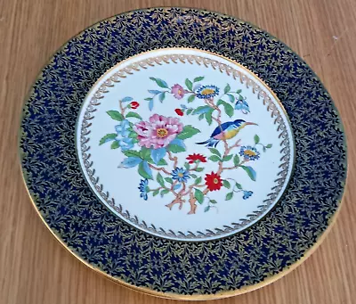 Buy Vintage Aynsley Pembroke ~ Wide Blue & Gilt Rim Bone China Decorative Plate • 8£