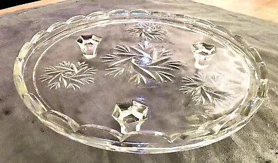 Buy Vintage Pressed Cut Pinwheel Glass Footed Cake Plate/stand • 18£
