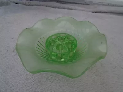 Buy Vintage Sowerby Green Pressed Glass Posy Bowl And Frog #2675 • 14.95£