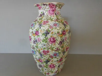 Buy Vintage Large Decorative Pottery Transfer Printed Chintz Vase 27cm High • 45£