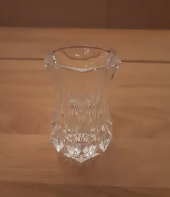 Buy Small 8.5cm Vintage Thick Crystal Diamond Cut Design Glass Bud Vase  • 3£