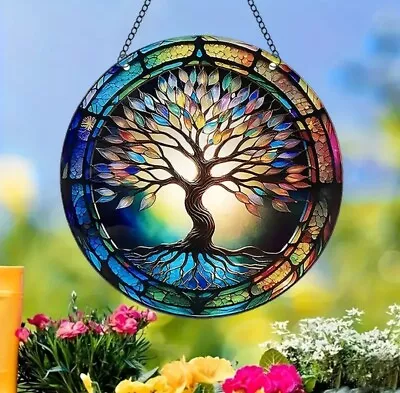 Buy Tree Of Life Stain Glass Effect Sun Catcher, Gift Ideas, Indoor/Outdoor • 6.95£