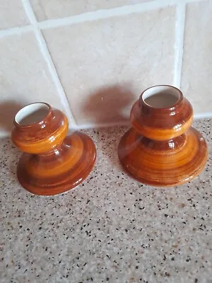 Buy Pair  Of  Ceramic  Jersey  Pottery  Candle  Holders • 4.99£