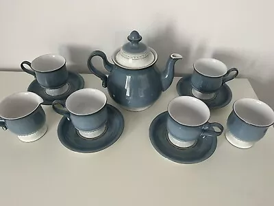 Buy Vintage DENBY Castile Blue Stoneware TEA SET. Teapot, Cups & Saucers X11 Pieces • 34.99£