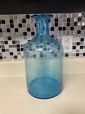 Buy Large Vintage Art Glass Vase MCM Style  Turquoise / Cyan / Blue • 18.97£
