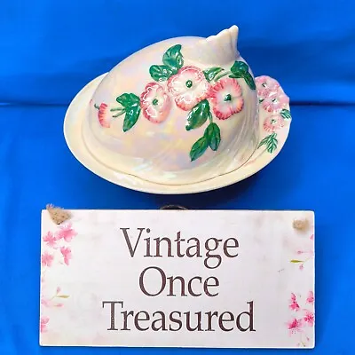 Buy MALING Lustre Ware * CHEESE / BUTTER DISH With COVER * Pink Apple Blossom * VGC • 21.25£