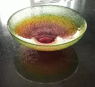 Buy Very Large 40cm Diameter Spanish Multi Coloured Glass Fruit Bowl 12.5cm Tall • 24.99£