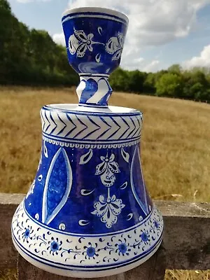 Buy Vintage Blue & White Iznik Art Turkish Pottery Candlestick Oil Burner  • 30£