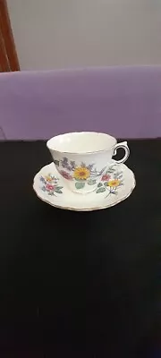 Buy Vintage Royal Vale Bone China Teacup & Saucer With Pink & Yellow Flowers • 8.63£