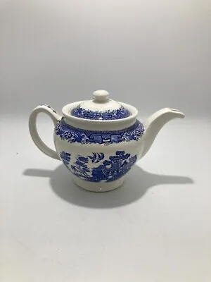 Buy North Staffordshire Pottery - Vintage 13cm White And Blue Willow Pattern Tea Pot • 20£