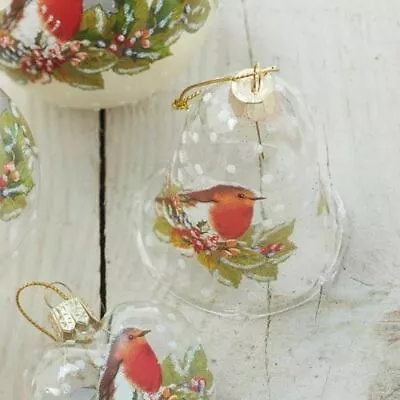 Buy GG Xmas - Clear Bell With Robin Christmas Bauble By Gisela Graham • 7.50£