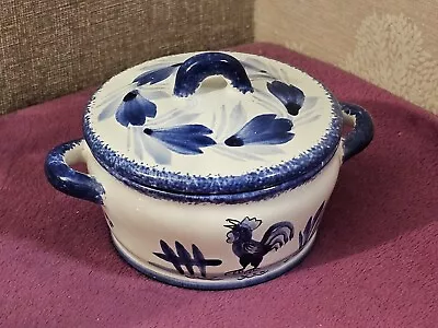 Buy Vintage Henriot Quimper Blue & White Ceramic Lidded Pot With Handles • 4.99£