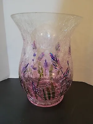 Buy Pink Tinted Crackle Glass Painted Vase 8 Inch X 6 Inch • 25.57£