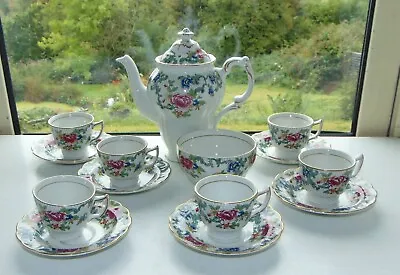 Buy Booths Pottery Floradora Pattern A8042 14 PC  Coffee Pot Cups And Saucers C1940s • 48£