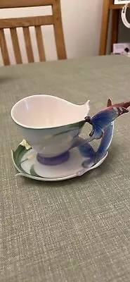 Buy Unique Vintage Franz Collection Papillon Butterfly Blue Teacup & Saucer China • 70£