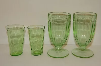 Buy Vintage Depression  2 Parfait  Ribbed Glasses + 2 Small Drinking Glasses • 23.98£