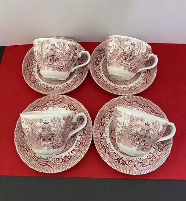 Buy 4 Royal Wessex Pink Willow  Cup & Saucer Sets Pink Dinnerware • 14.22£