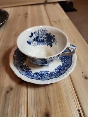 Buy Vintage Mason's Ironstone Ascot Blue England Tea Cup & Saucer Replacement   • 19.18£