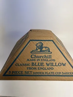 Buy Classic Vintage Churchill Blue Willow 3 Piece Set In Original Package • 24.01£