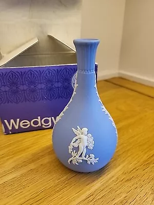 Buy Wedgewood Blue Jasperware Neoclassical Bud Vase Circa 1970s Blue & White VGC • 0.99£