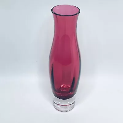 Buy Dartington Red Ribbed Art Glass Vase 20 Cm Excellent • 18£