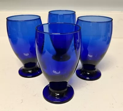 Buy 4 Cristar Lexington Cobalt Blue Footed Goblets Glasses Handblown Perfect • 28.46£
