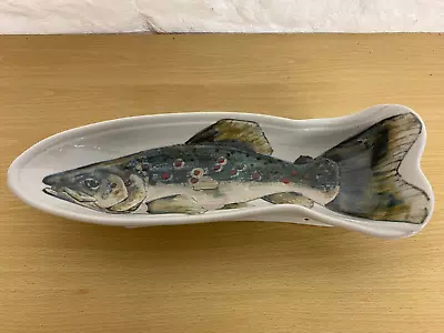 Buy Highland Stoneware Hand Painted Salmon Serving Dish Wall Mount 16  • 45£