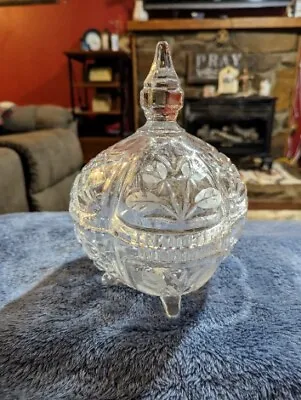 Buy Vintage Cut Crystal Footed & Lidded Candy Dish Thistle Pattern. Very Heavy.  • 42.69£