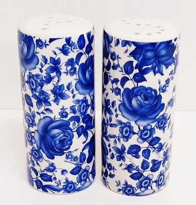 Buy Delft Blue Salt & Pepper Set Round Porcelain Blue Flowers Floral Pots Decor UK • 11.90£