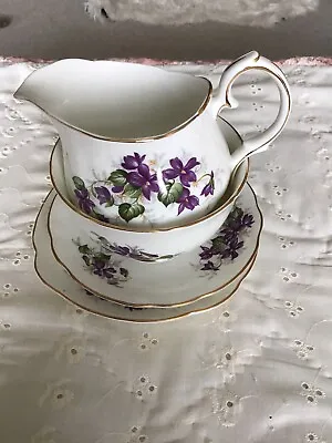 Buy Rare Duchess Violets Bone China Milk Jug, Sugar Bowl, Side & Saucer Plate • 15£