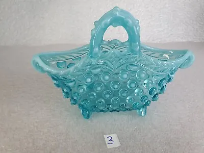 Buy Antique Blue Pearline Pressed Glass Basket (3) - Henry Greener & Co Rd.160244 • 12.50£