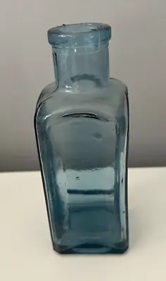 Buy Vintage Square Aqua Blue Glass Bottle • 3.99£