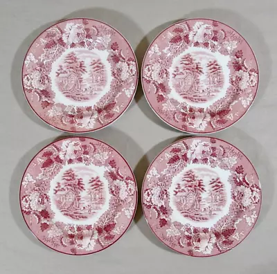 Buy Set 4 Wood & Sons Enoch Woods Ware English Scenery Pink 6” Bread & Butter Plates • 36.98£