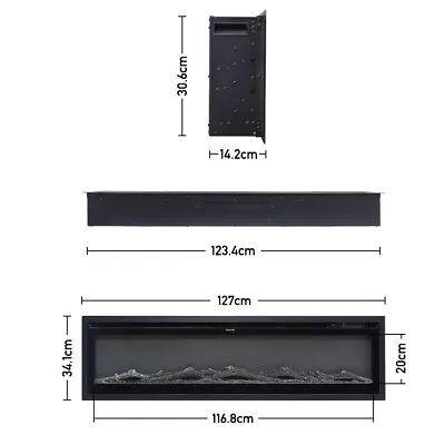 Buy Electric 40 50 60  Wall Fireplace LED Wall Inset Into Fire With Freestanding Leg • 239.95£