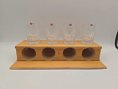 Buy Littala Finland Shot Glasses Clear Textured Kalinka 4 Pc Set With Wooden Box • 37.90£