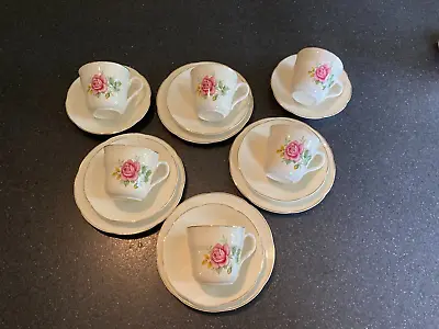 Buy Vintage Barratts Staffordshire China Rose Pattern Tea Set/ Trios • 10£