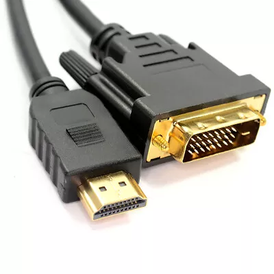 Buy DVI-D 24+1pin Male To HDMI Digital Video Cable Lead GOLD PC/Monitor/TV 0.5m 50cm • 3.98£