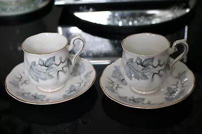 Buy SET OF 2 VINTAGE 1950's ROYAL ALBERT *SILVER MAPLE*  COFFEE CUPS & SAUCERS  • 13£